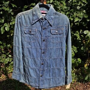 NWT! Rare Vintage 1970s Brittania Denim Patchwork Button Fown Top. Small
